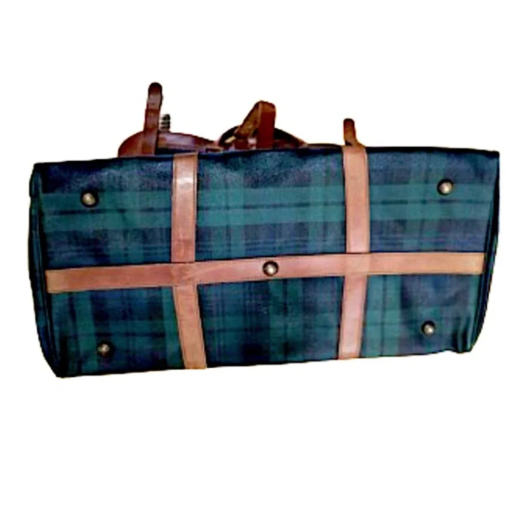 RALPH LAUREN Black Watch Tartan Plaid Boston Weekend Travel Duffle Bag 52cm